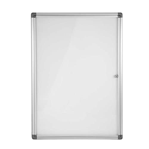 Danieli | Tablón de anuncios con cerradura para 9 folios A4 | Tablones magnéticos de aluminio para pared, puerta abatible de metacrilato | Imanes y kit de fijación a pared incluidos