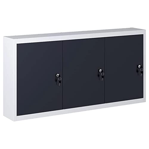 vidaXL Armario de Herramientas de Pared Industrial 3 Puertas con Cerradura del Gabinete Alacena para Taller de Bricolaje Garaje Metal Gris y Negro