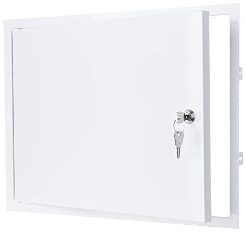 Steinberg14 Solapa de revisión con cerradura, 40 x 30 cm, acero galvanizado, con cerradura, puerta de revisión, 400 x 300 mm, color blanco