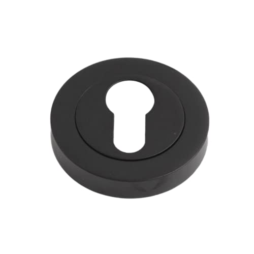 ONYX DESIGN Keyhole Euro Escudo en negro mate para puertas internas para seguridad y protección contra daños de llave