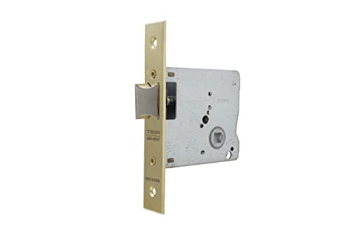 Tesa Assa Abloy, 201560HL, Cerradura de embutir para puertas de madera, Función de paso, Acero Latonado