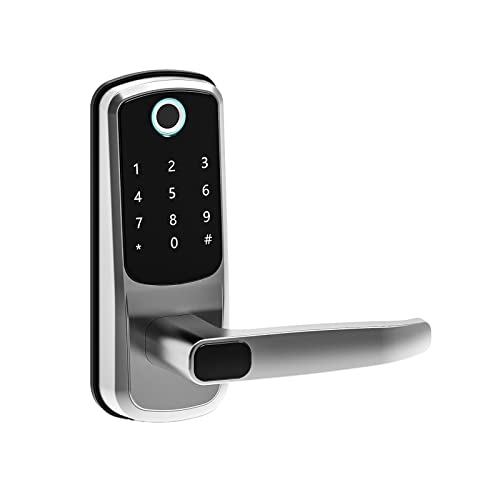 Cerradura Inteligente Exterior Puerta Casa Alexa Smart Life Google Home Corrediza Wifi Ttlock App Keyless Entry Fingerprint Lock (Color : Silver)