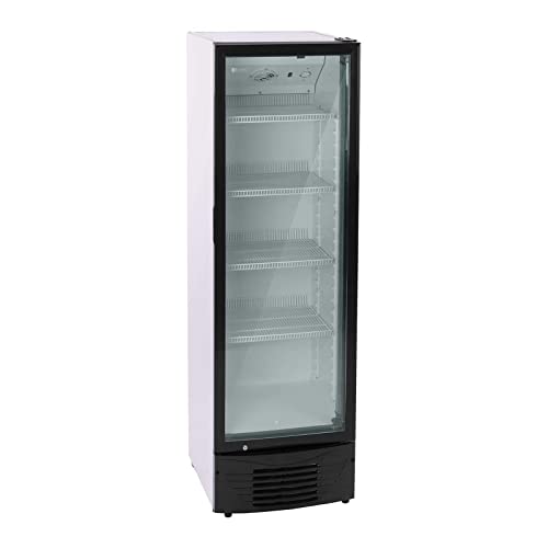 Royal Catering Nevera Expositora Para Bebidas RCGK-B320 (320 L, 210 W, 4 estantes, Puerta de cristal batiente con cerradura, Rango de temperatura 2–8 °C) Negro