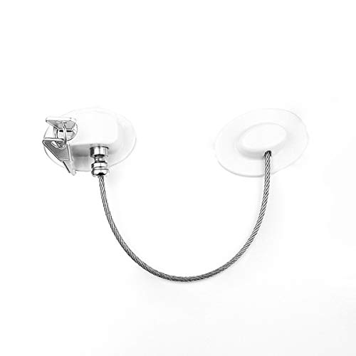 LACKINGONE Cerradura de Nevera, Kit de Cerradura de Puerta, Cerradura Adhesiva de Aleación de Zinc, Cable de Ventana, Cerradura de Seguridad Adhesiva para Niños con Llave, Blanco(1pc)