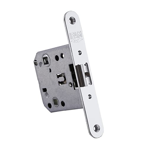 IFAM Picaporte para Puertas W147 RHN, Frente Redondo, Acabados en Níquel, Entrada 47 mm, Cerradura Puerta Interior y Exterior, Seguridad, Antiganzúa, Cerrojo, Sistema Antirrobo, Pomo, Manivela, Cierre