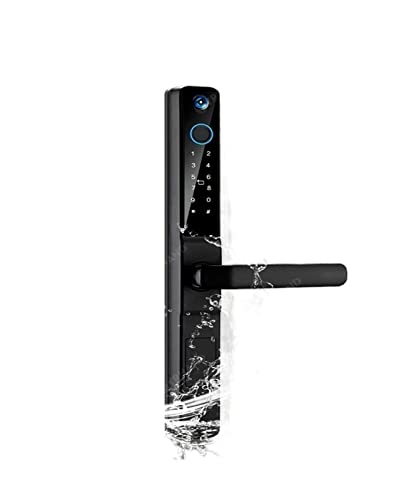 Compatible for YRHAND IP66 Ojo de gato sin llave Mirilla impermeable Cerradura de puerta corrediza de aluminio for exteriores Contraseña digital Tuya Wifi Cerradura inteligente (Color : Black 7085,