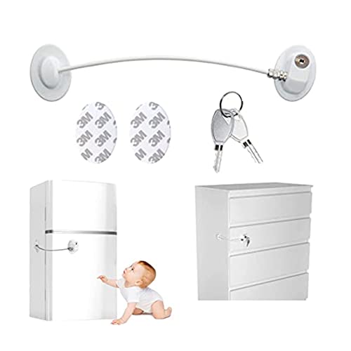 Cerradura Para Refrigerador con Llave, Refrigerador Cerradura Niños, Seguridad de Refrigerador Cerradura, Cerradura Infantil con Llave, Para Gabinete, Cajón, Ventana Corrediza, Refrigerador (Blanco)