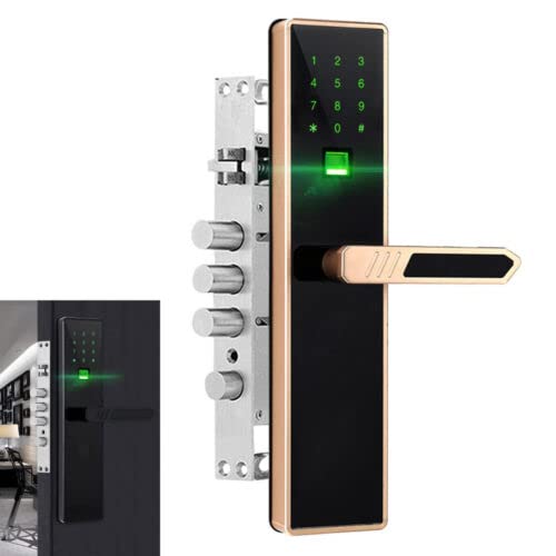 4 en 1 Digital Lock Fingerprint Puerta Cerradura de puerta de seguridad con huella dactilar, contraseña pantalla táctil, huella digital/contraseña/tarjeta de proximidad/llave