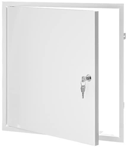 40 x 40 cm - Puerta de revisión con cerradura - Acero galvanizado - Blanco - Cerrable - Puerta de revisión - Puerta de revisión (400 x 400 mm)