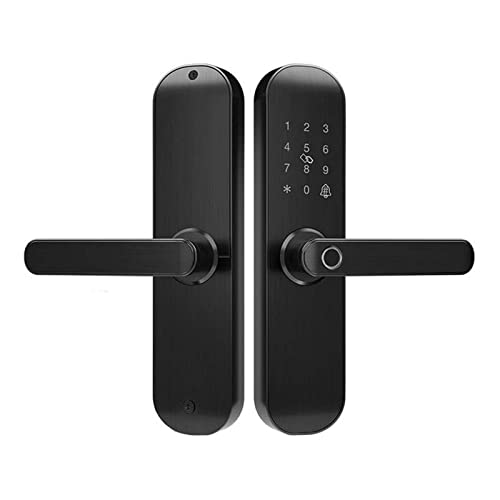 Cerradura de puerta inteligente WiFi Bluetooth Cerradura electrónica digital de huellas dactilares a prueba de agua Compatible con Alexa Google Home TTLOCK APP 18M (Color : Black, Size : 22X240 (408