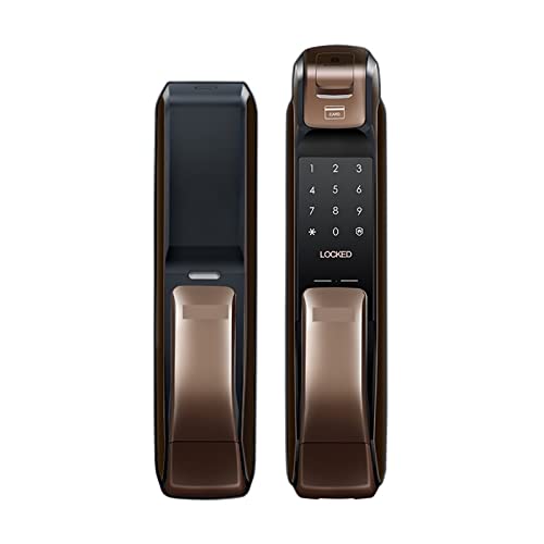 Compatible con Samsung Fingerprit Digital Door Lock SHP-DP728 Push Pull Keyless BlueTooth Smartphone App Password Lock (Color : Brown)