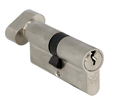 Amig - Cilindro de seguridad con muletilla | Cerradura para puertas | Bombín de Alta Seguridad | Incluye 3 llaves | Leva Larga | Plateado | Medidas: 70 (35-35 mm)