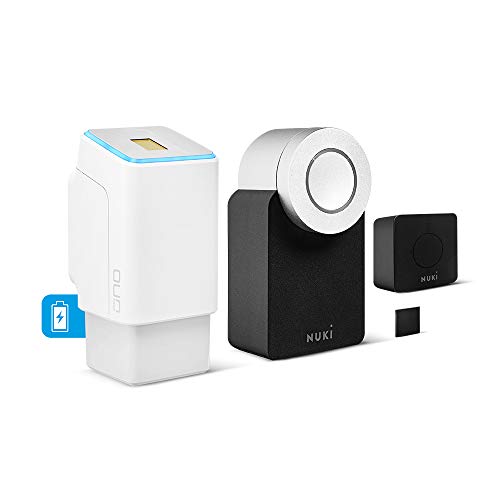 Ekey Uno 200106 Huella Digital Radio, Incluido Nuki Combo 2.0 (Smart Lock Bridge), Kit de Reequipamiento Alimentado por Batería, Blanco