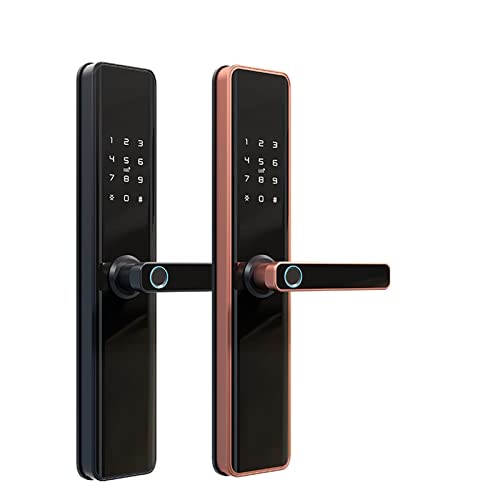 Puerta sin llave entrada de huella dactilar eléctrica Ttlock inteligente Compatible con Alexa cerraduras de puerta Wifi cerradura inteligente for el hogar (Color : Tuyablack)