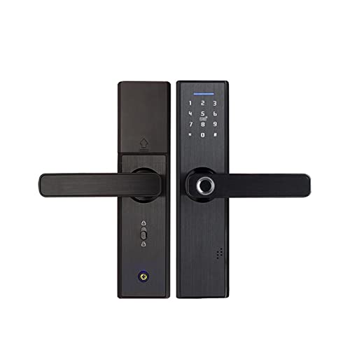 Cerradura de puerta Inalámbrico Smart Home Apartment BluetoothKeyless Seguridad Huella digital Contraseña digital con lector de tarjetas NFC (Color : 70Single-Latch, Size : Black)