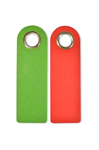2 carteles de tirador de puerta Libre/Ocupado - Colores solo verde/rojo - Cada uno 27 x 8.5 x 0.5 cm - Anillo de protección de metal para mayor durabilidad - Fieltro de poliéster resistente al agua