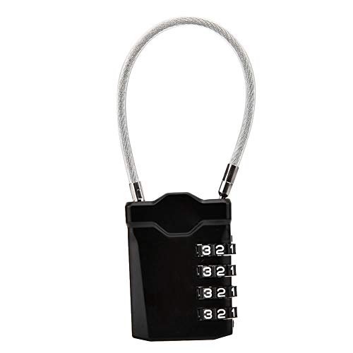 Cerraduras de equipaje, U-Lock Candado Combinación de 4 dígitos Contraseñas Candados, para Maleta de viaje Gimnasio, Mochila de Equipaje, Taquillas(Black)