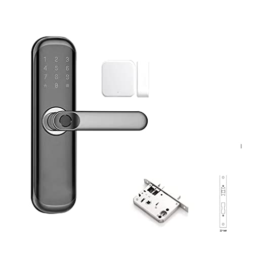 JMEF Perilla de Puerta Inteligente Huella Digital biométrica Teclado Digital Código de Entrada sin Llave Cerradura de Puerta Inteligente con manija Gran Regalo para Casas Kit5, Size : L