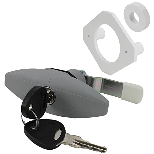 STS Push Lock Ellipse - Cerradura con solapa (grande, color gris RAL 7042)