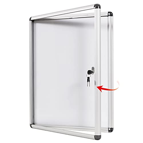 SwanSea Tablón de anuncios magnético para 4 Hojas A4, Vitrina de anuncios magnética con cerradura, Puerta de Aluminio, 67 x 50 cm (4 x A4)