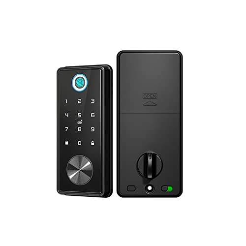 Cerradura inteligente Cerraduras de cerrojo inteligente for puerta delantera Alexa WiFi Aplicación TTlock Huella digital biométrica Entrada sin llave Teclado Cerradura de puerta con puerta de enlace (