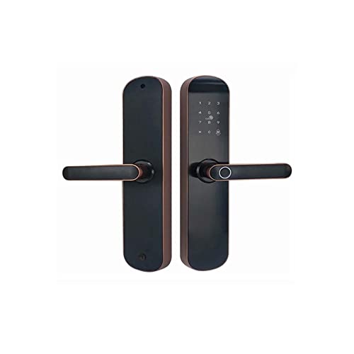 Cerradura de puerta inteligente WiFi Bluetooth Cerradura de huella digital electrónica a prueba de agua con Alexa Google Home TTLOCK APP 18M (Color : Bronze, Size : 22X160 (5050))