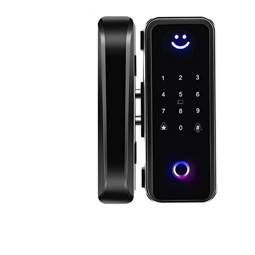 Cerradura de puerta de vidrio Bluetooth WiFi Gateway TTLock Contraseña de huella digital Cerradura digital electrónica Alexa Google Cerradura de puerta inteligente de madera (Color : Kit4, Size : Ty