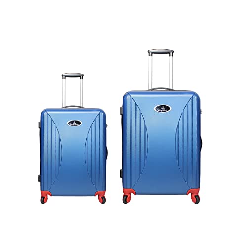 Vivien Kondor Travel Smart - Maleta de equipaje (2 unidades, tamaño pequeño y mediano), color ABS con balanza de peso y puerto USB., Blue, Small + Medium Suitcase, Juego de equipaje