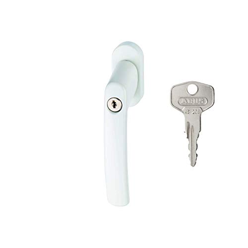 ABUS Manilla para Ventana con Cerradura FG200 AB208 - Manivela con Cilindro a Presión - Cierre Uniforme - Nivel de Seguridad ABUS 3 - 44259 - Blanco