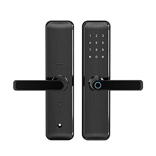 Inalámbrico inteligente Bluetooth hogar apartamento sin llave con lector de tarjetas NFC seguridad huella Digital contraseña cerradura de puerta inteligente (Color : 22-160(50-50)-01, Size : Black)
