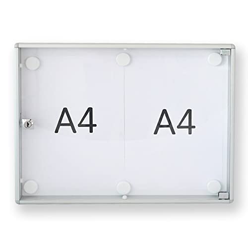 BTV | Tablon Anuncios con Llave con Perfil de Aluminio y Puerta de Metacrilato | Cerradura de Seguridad | Medidas 35 x 46 x 3,65 cm | Aluminio Natural