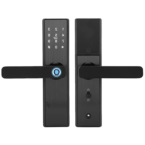 Huella Digital Smart Lock, WiFi Pantalla Táctil Huella Digital Contraseña Tarjeta IC Cerradura de Puerta Inteligente con Llave Mecánica, APLICACIÓN Soporte Remoto para Tuya