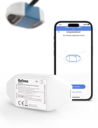 Wi-Fi Controlador de Puerta de Garaje. Se Puede Usar con el Control Remoto Original de la Puerta de Garaje Existente. Remoto por App, Compatible con Alexa y Google Assistant