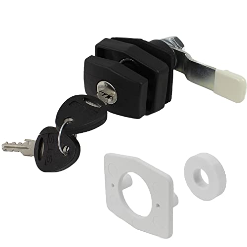 STS Push Lock - Cerradura hexagonal para puerta de servicio, por ejemplo, caravana, barco, color negro