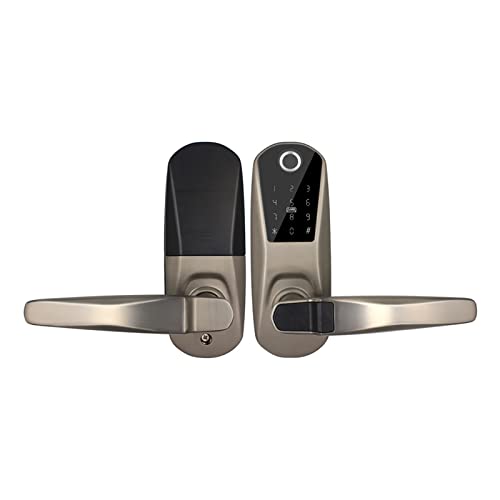 APLICACIÓN TTLOCK Huella digital Bluetooth Cilindro Cerradura Biométrica Electrónica Cerradura de puerta inteligente Teclado digital Tarjeta RFID Cerradura sin llave (Color : Silver)