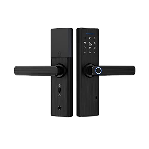 Cerradura de puerta inteligente electrónica Wifi compatible con la aplicación Tuya, contraseña de bloqueo de huella digital biométrica de seguridad Compatible con tarjeta RFID (Color : Black 22 to 16