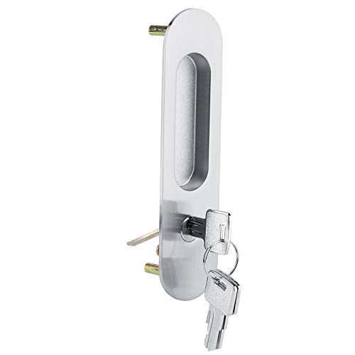 Cerradura de puerta deslizante con llaves Cerradura de seguridad de aleación de aluminio para muebles de madera Hardware(Plata)