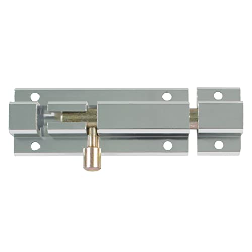 Amig - Pasador de Sobreponer para Puertas Mod.501 | Pestillo de Seguridad para Cierre Horizontal o Vertical | De Aluminio con Acabado Plateado | Medidas: 100 x 30 mm | Incluye Tirafondos