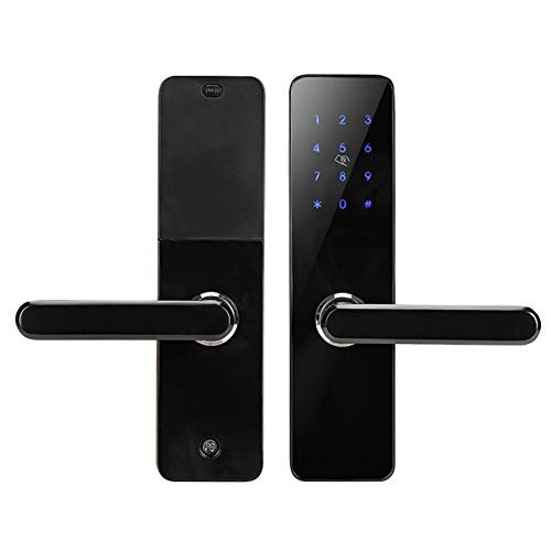 WiFi Cerradura de puerta inteligente Aleación de aluminio Tarjeta de aplicación de huellas dactilares Llaves Cerraduras compatibles con Amazon Alexa Google Home Voice Control, 4 formas de abrir la pue