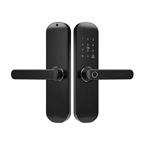 Cerradura de puerta inteligente WiFi Bluetooth Cerradura de huella digital electrónica a prueba de agua Compatible con Alexa Google Home TTLOCK APP 18M (Color : A, Size : No Mortise)