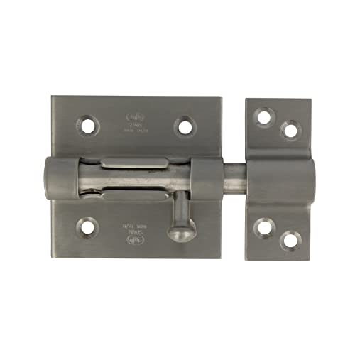 Amig - Pasador de Sobreponer | 70 x 67 mm | Puertas de Paso de Madera | Agujero Portacandados de ø 8 mm | Pestillo para Baño, Dormitorio o Despacho | Cerrojo de Seguridad | Acero Inoxidable 18/8 Mate