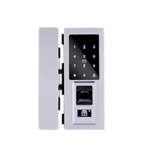 Cerradura de puerta de vidrio inteligente Cerradura de puerta de huella digital biométrica Cerradura de puerta de vidrio sin marco RF electrónica Teclado sin llave (Color : Brown)