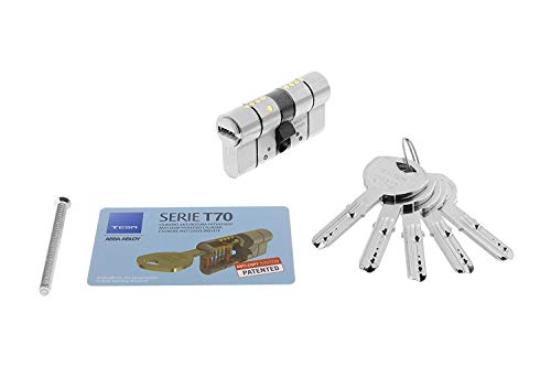 Tesa Assa Abloy Cilindro de Alta Seguridad, Llave - Leva Larga, Niquelado, 40x40 mm