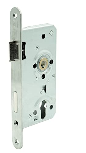 Cilindro de perfil para puerta de habitación, caja de cerradura de metal y acero inoxidable, 24 mm, tamaño de mandril de 55 mm, tuerca DIN izquierda, 8 mm