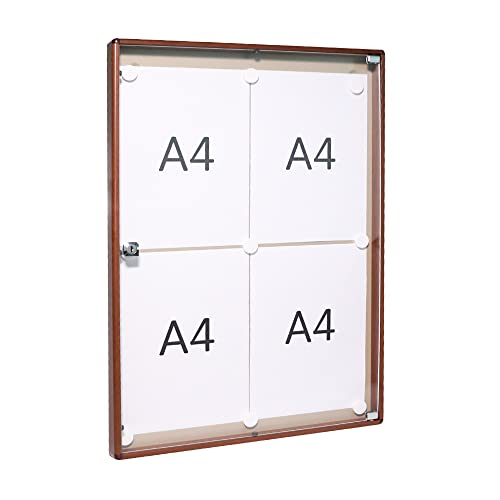 BTV | Tablon Anuncios con Llave Vertical con Perfil de Aluminio y Puerta de Metacrilato | Cerradura de Seguridad | Medidas 67 x 46 x 3,65 | Madera Oscura