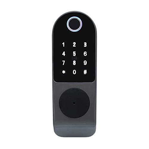 TTlock BLE WiFi App Cerradura de puerta de llanta eléctrica Cerradura inteligente biométrica de huellas dactilares NFC Cerradura inteligente for puerta exterior Doo (Color : Nero)