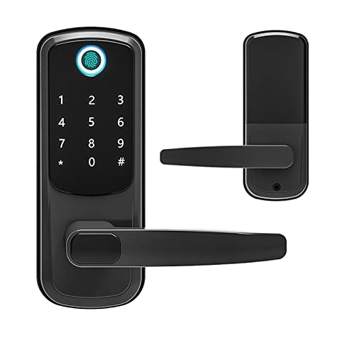 Cerradura Inteligente Exterior Puerta Casa Alexa Smart Life Google Home Corrediza Wifi Tuya App Keyless Entry Fingerprint Lock (Color : Black tuya)