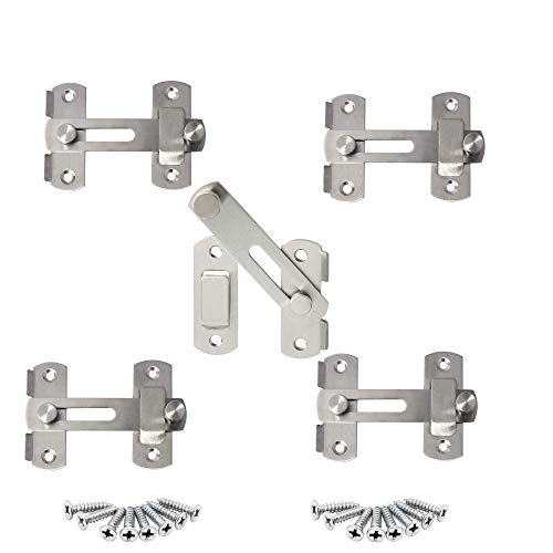 5 Pcs Pestillo con traba de acero inoxidable, Puerta de Cierre del Tirón Cierres de la Barra de la Cerradura de la Puerta de Seguridad para Puerta Corredera, Ventana o Armario - 20x50x70mm