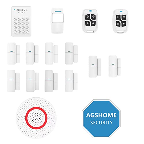 AGSHOME Alarmas para Casa WiFi, Kit de Seguridad para el Hogar con App 15Piezas,WiFi Alarma Seguridad Sistema antirrobo Inalámbrico 120DB, Ampliable - Compatible con Alexa…