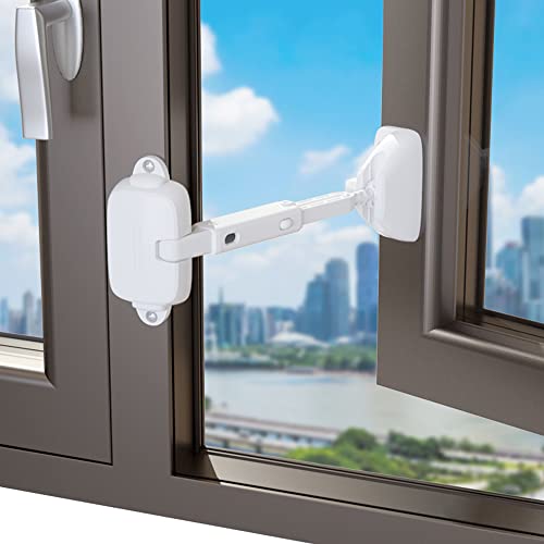 EUDEMON Limitador de ventana de seguridad para niños para cerraduras de ventana de seguridad para bebés, cerraduras de seguridad para ventanas de niños pequeños y mascotas (Blanco)